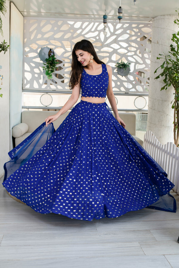 Women's Royal Blue Lehenga (3 Pc Set) - Label Shaurya Sanadhya