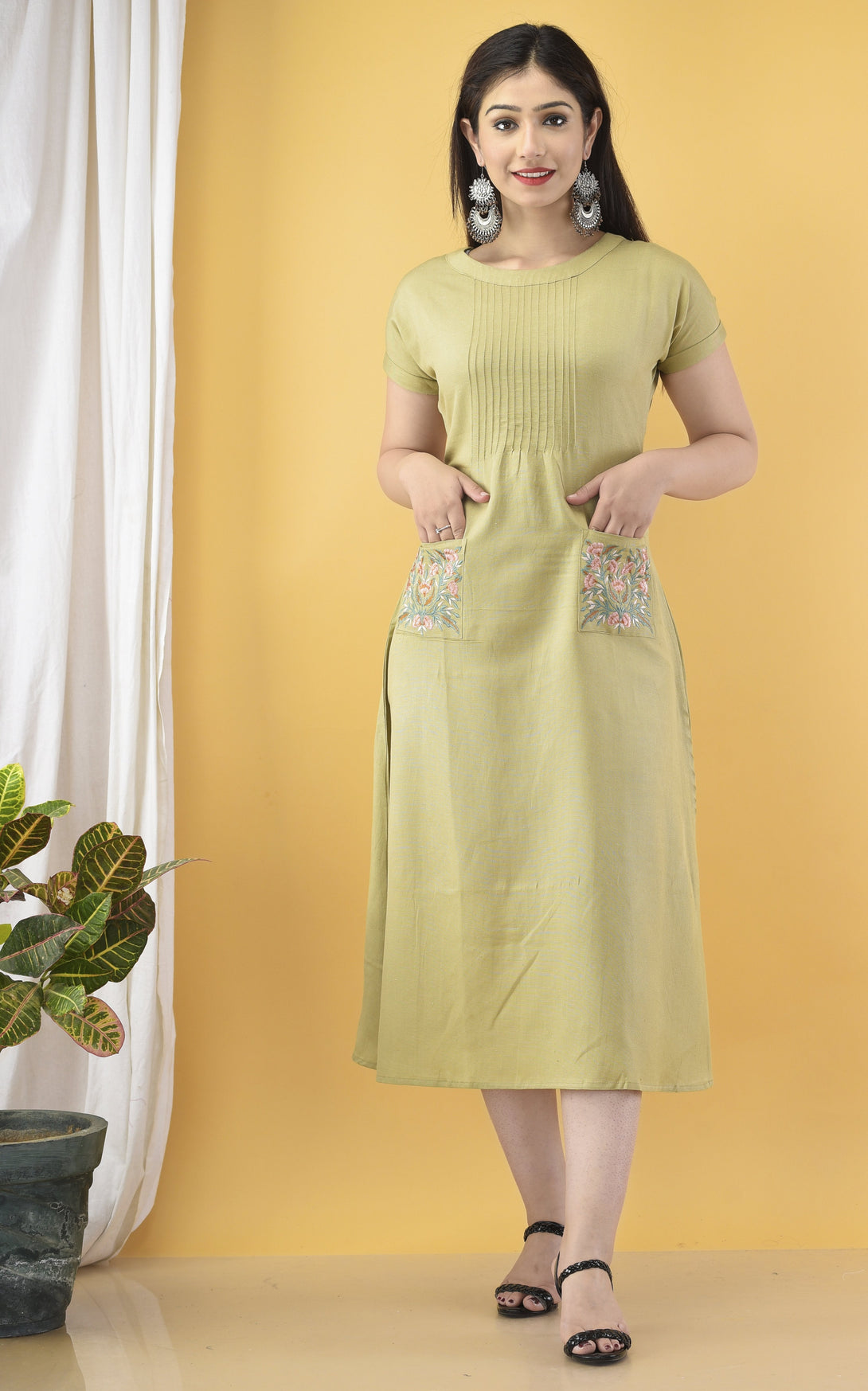 Women's Light Green Aline Kurta - Yufta