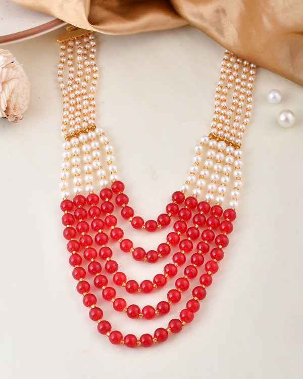 Women's Shine Beads Ethnic Necklace | Gemstone Jewellery Set - Avisha