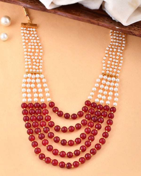 Women's Shine Beads Ethnic Necklace | Gemstone Jewellery Set - Avisha