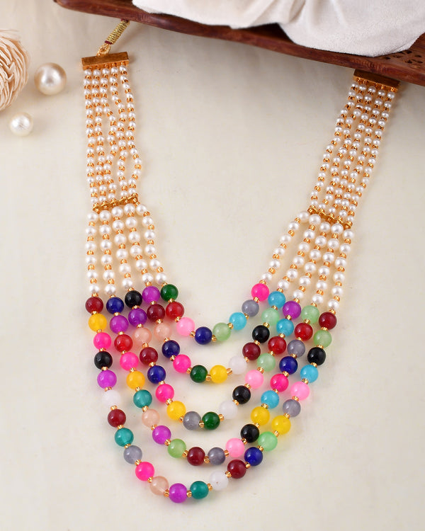 Women's Shine Beads Ethnic Necklace | Gemstone Jewellery Set - Avisha