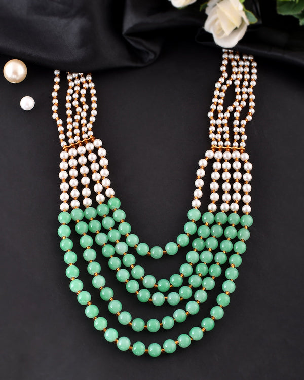 Women's Shine Beads Ethnic Necklace | Gemstone Jewellery Set - Avisha