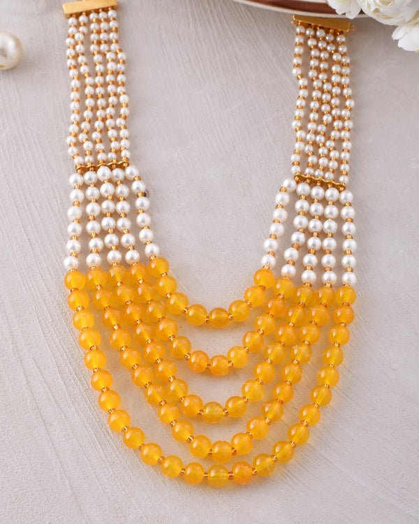 Women's Shine Beads Ethnic Necklace | Gemstone Jewellery Set - Avisha