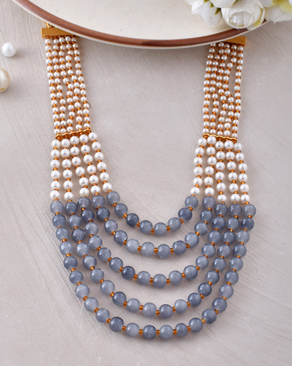 Women's Shine Beads Ethnic Necklace | Gemstone Jewellery Set - Avisha