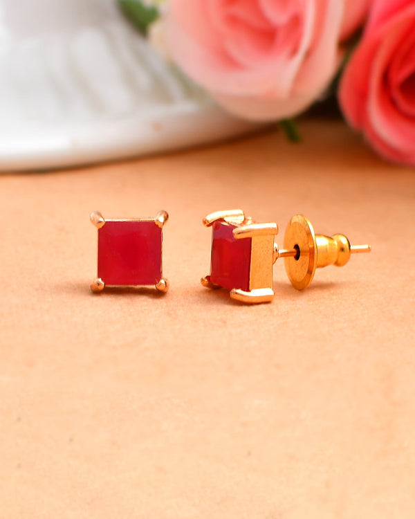 Women's Designer Gold Plated Square Stud Earring | Light Weight Fashion Jewelry - Avisha