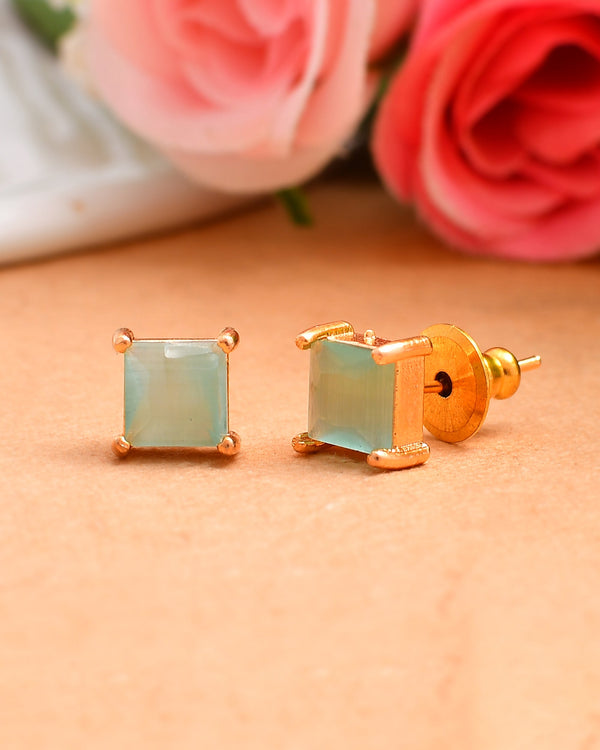 Women's Designer Gold Plated Square Stud Earring | Light Weight Fashion Jewelry - Avisha