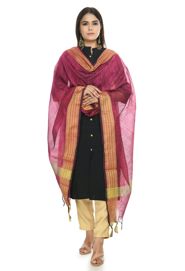 Women's Handloom Cotton Dupatta - Moeza