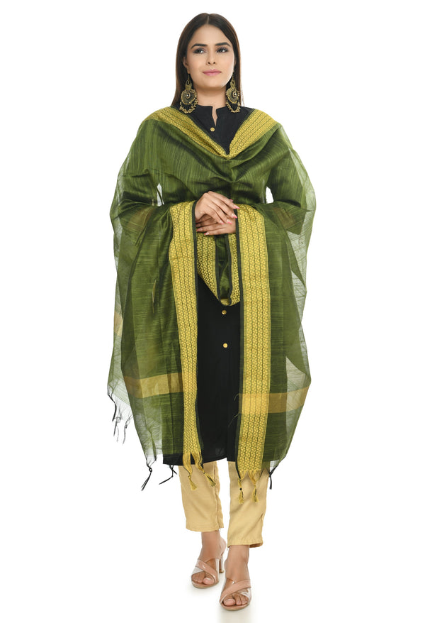 Women's Handloom Cotton Dupatta - Moeza