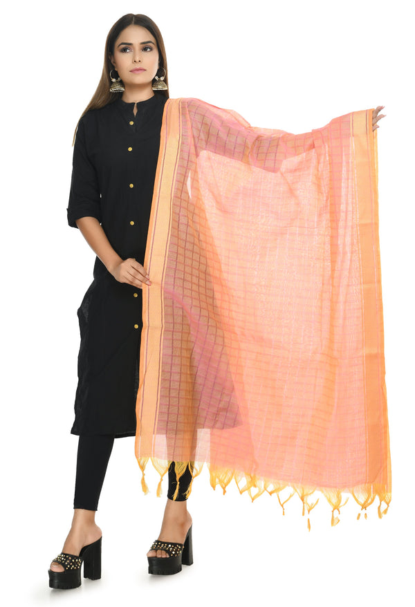 Women's Handloom Cotton Dupatta - Moeza