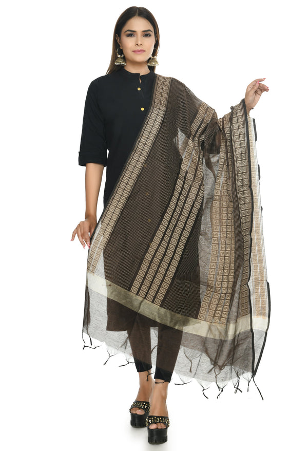 Women's Handloom Cotton Dupatta - Moeza