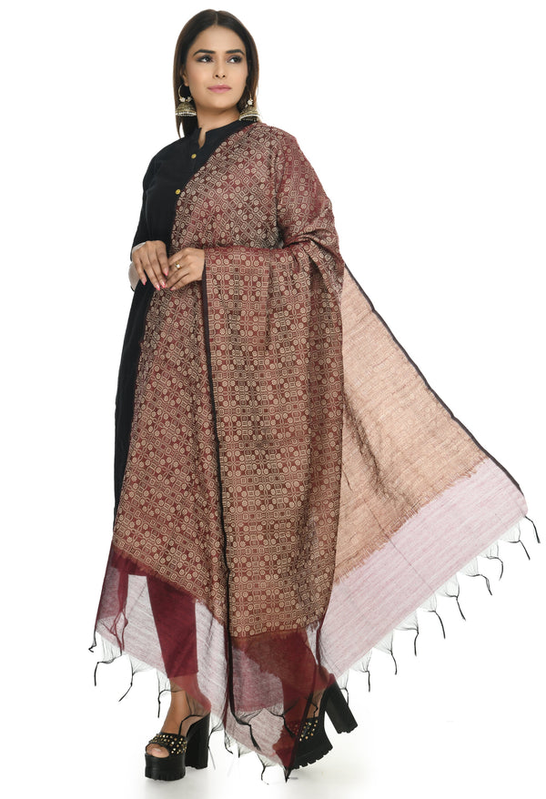 Women's Handloom Cotton Dupatta - Moeza