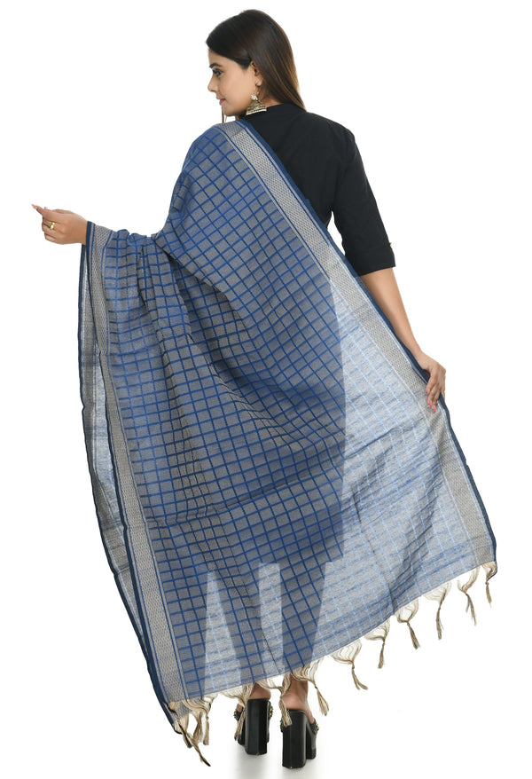 Women's Handloom Cotton Dupatta - Moeza