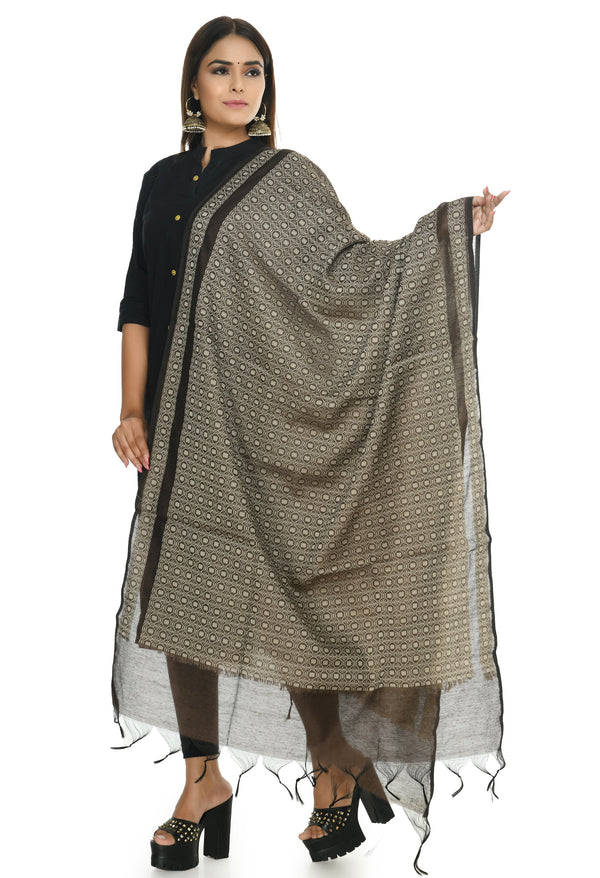 Women's Handloom Cotton Dupatta - Moeza