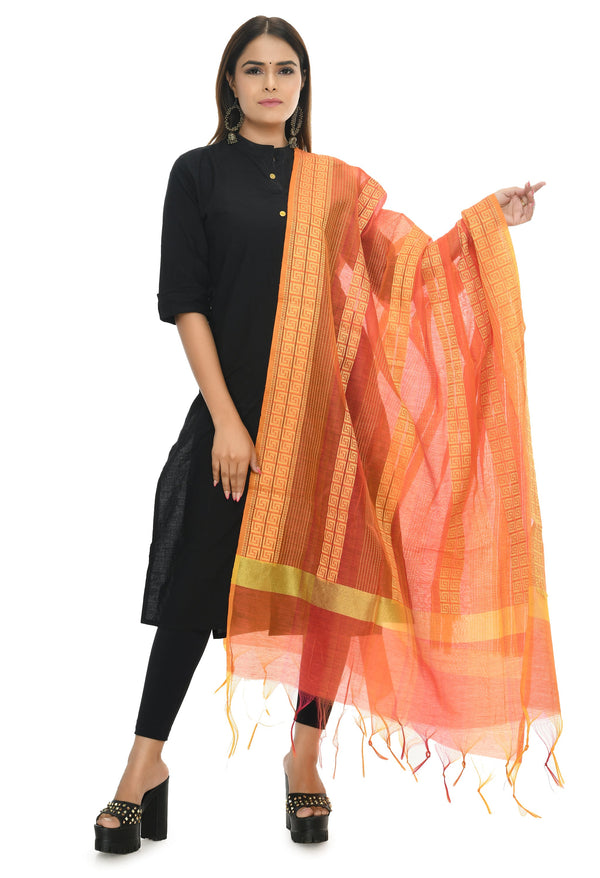 Women's Handloom Cotton Dupatta - Moeza