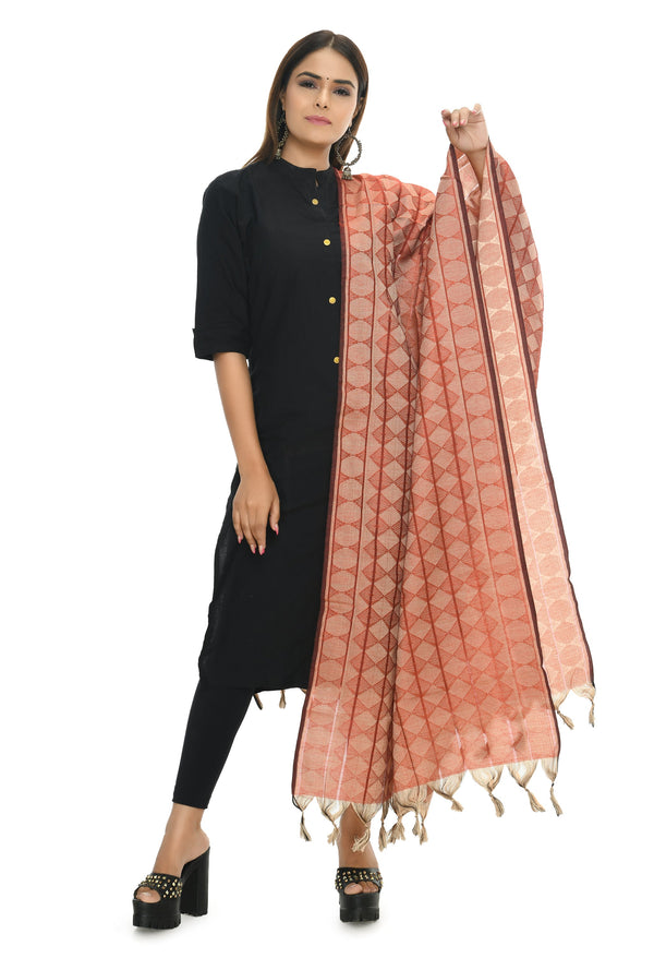 Women's Handloom Cotton Dupatta - Moeza