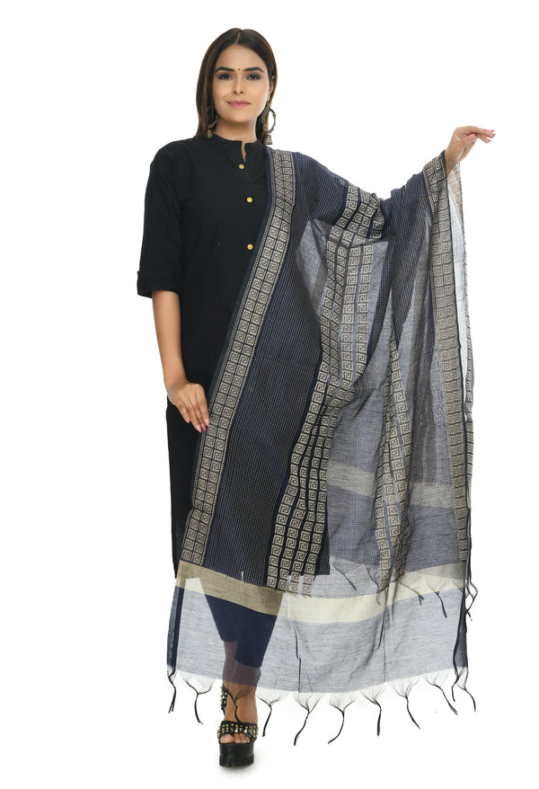 Women's Handloom Cotton Dupatta - Moeza