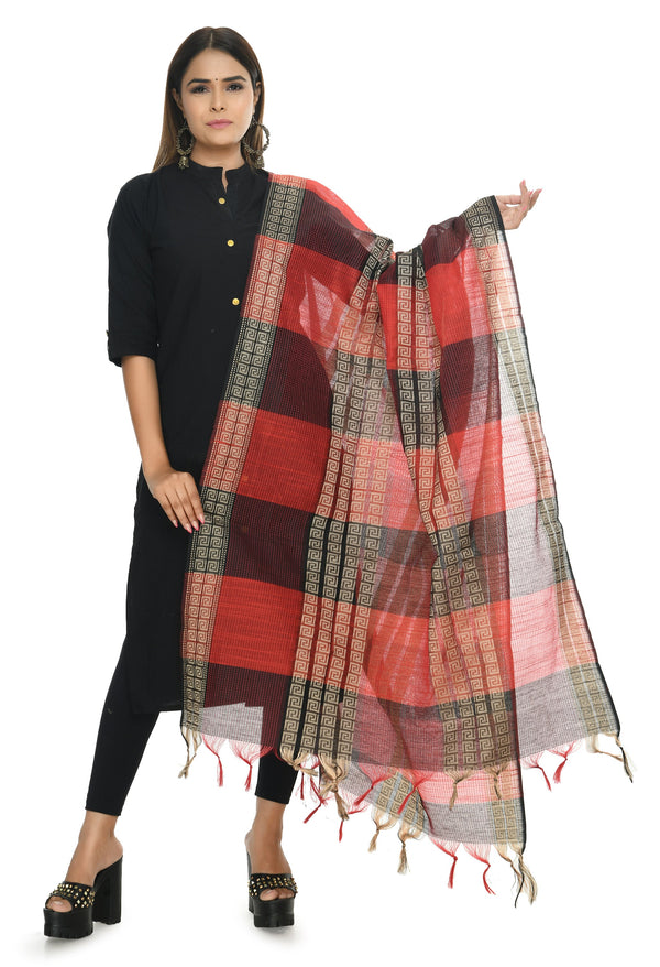 Women's Handloom Cotton Dupatta - Moeza