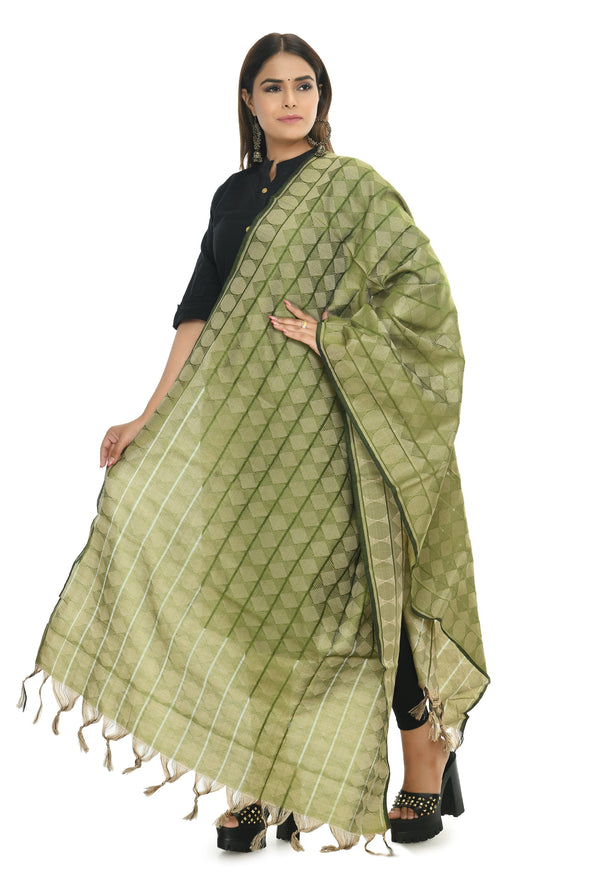 Women's Handloom Cotton Dupatta - Moeza