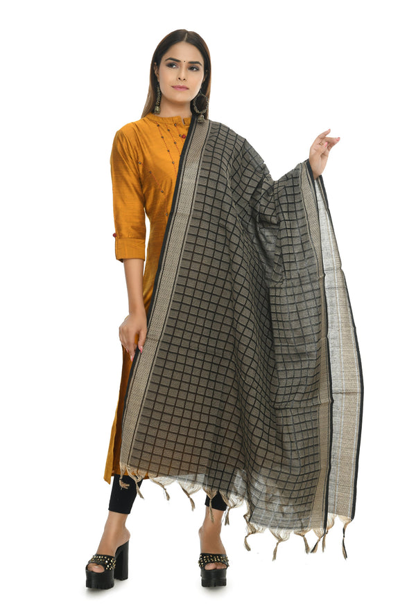 Women's Handloom Cotton Dupatta - Moeza