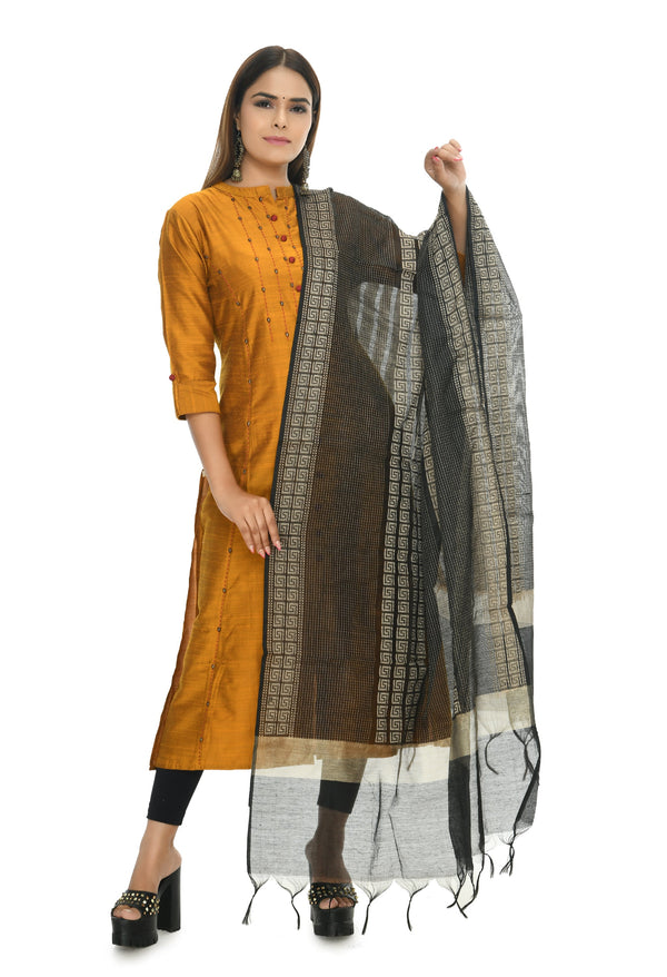 Women's Handloom Cotton Dupatta - Moeza