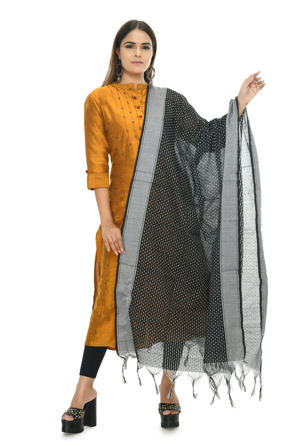 Women's Handloom Cotton Dupatta - Moeza