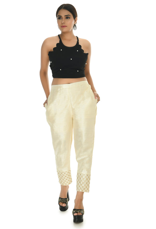 Women's Off White Color Pants - Moeza