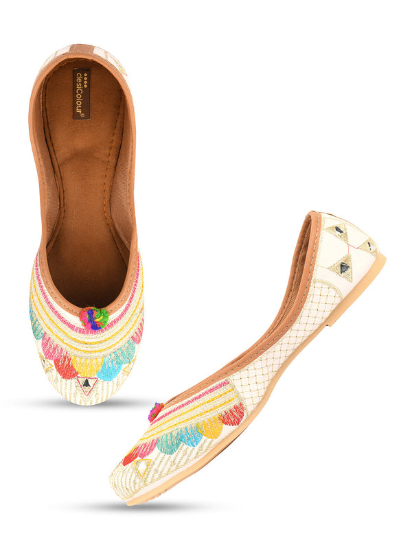 Women's Multi Floral  Indian Ethnic Comfort Footwear - Desi Colour