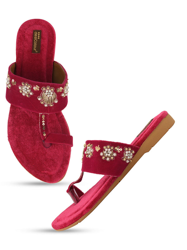 Women's Pink Slipper  Indian Ethnic Comfort Footwear - Desi Colour