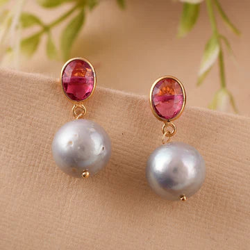 Women's Ruby And Pearl Earrings - Avisha