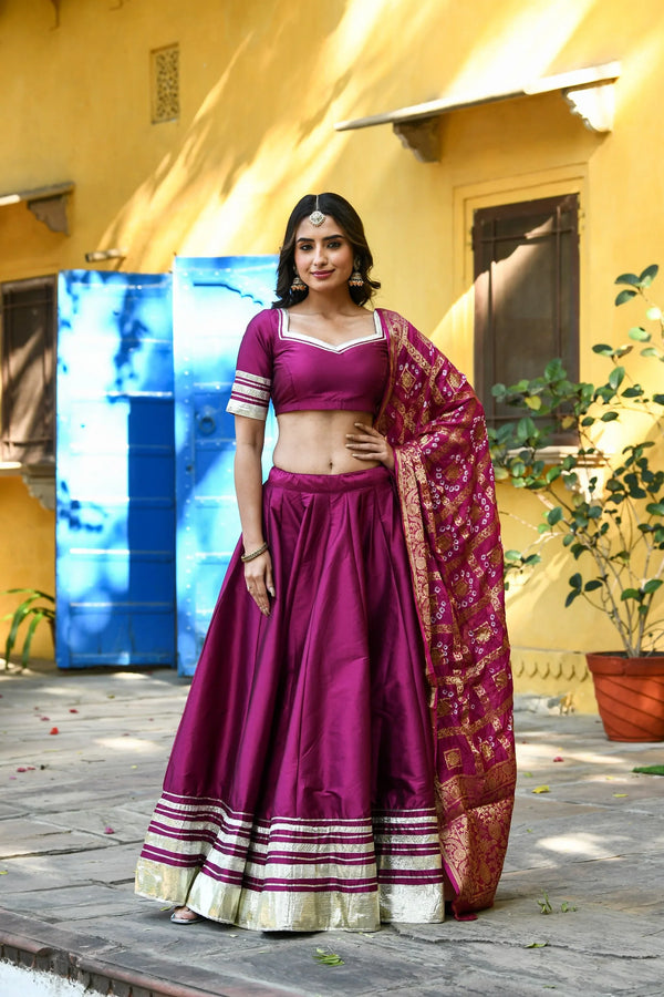 Women's Purple Lehenga Choli Set - (3Pcs) - Saras The Label