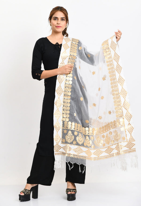 Women's Organza Gotta Patti Bridal Dupatta White Dupatta - Moeza