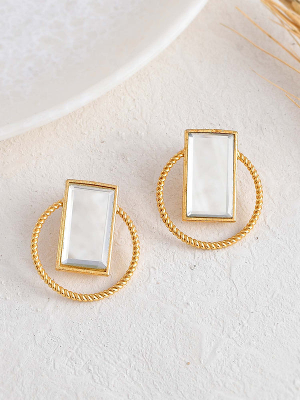 Women's Rope Textured Mirror Earrings - Zurii Jewels