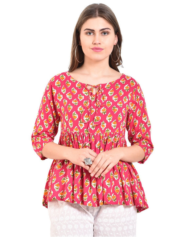 Women Pink Printed Top by Myshka (1 Pc Set)