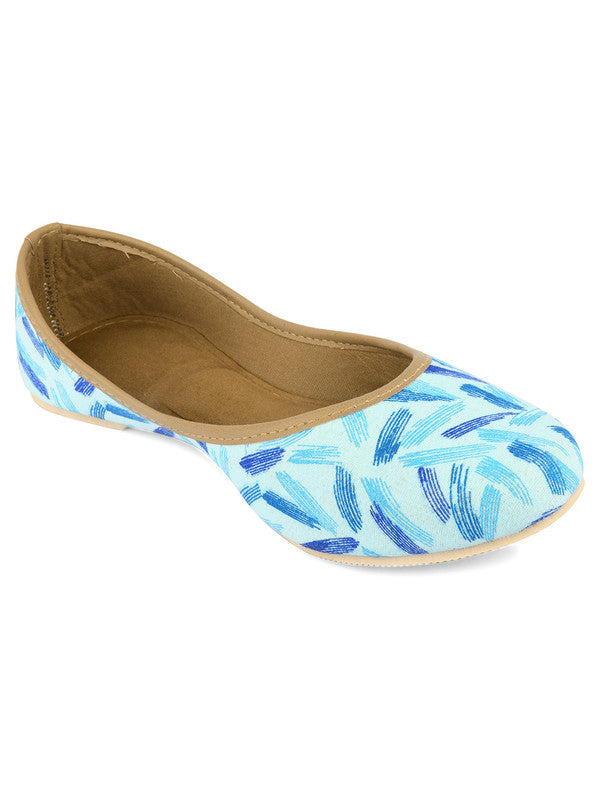 Women's Casual Flat Printed Footwear Blue Indigo Print-4411 - Desi Colour