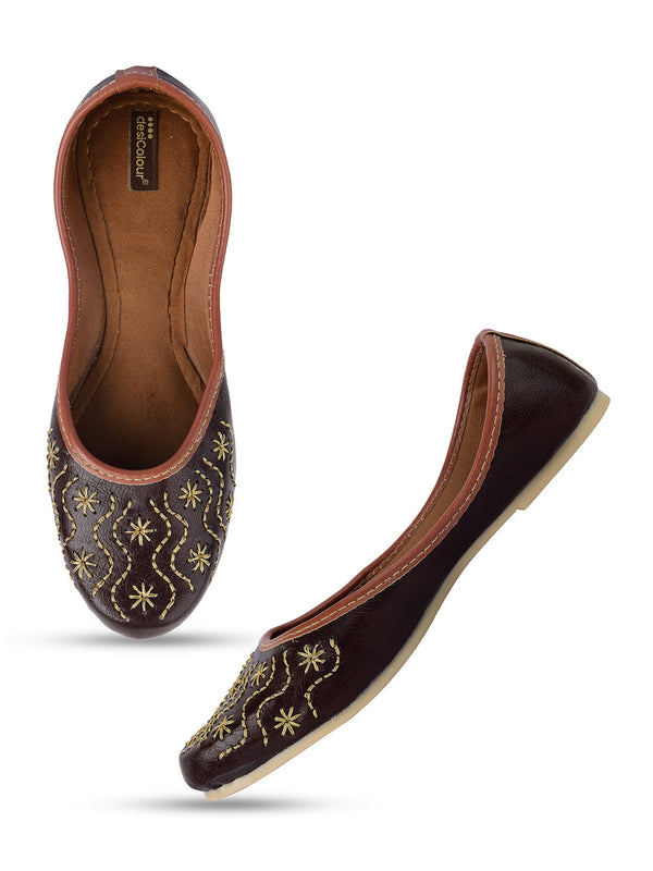 Women's Brown Casuals  Indian Ethnic Comfort Footwear - Desi Colour