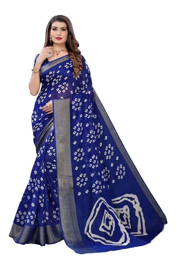 Women's Linen Jari Border Saree With Blouse Piece - Vamika