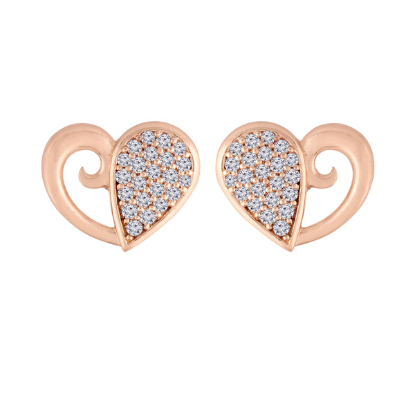 Women's Glittering Crystal AD Stone Heart Shaped Stud Earrings - I Jewels