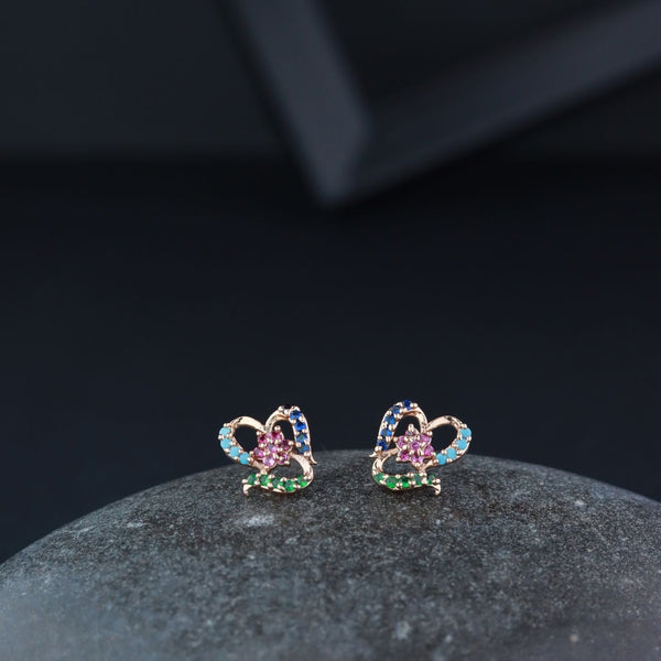 Women's Silver Plated Glittering Crystal Ad Stone Studs Earrings (E3071Zg) - I Jewels