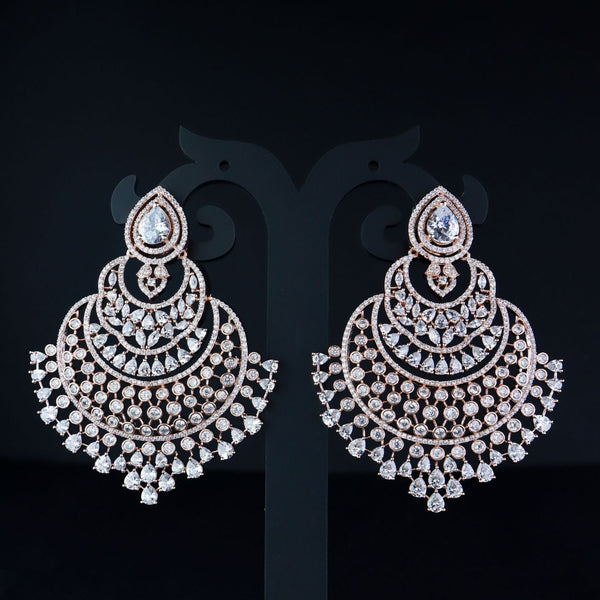 Women's Rosegold Plated Glittering Crystal Ad Stone Studs Earrings (E3071Zg) - I Jewels