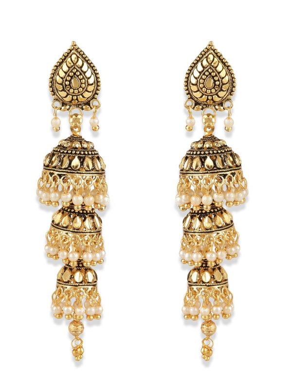 Women's Gold-Plated Enamelled Dome Shaped Jhumkas - Anikas Creation