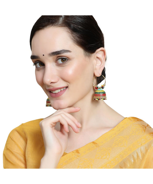 Women's Classic Multicolor Hoop Jhumka Earring - MODE MANIA