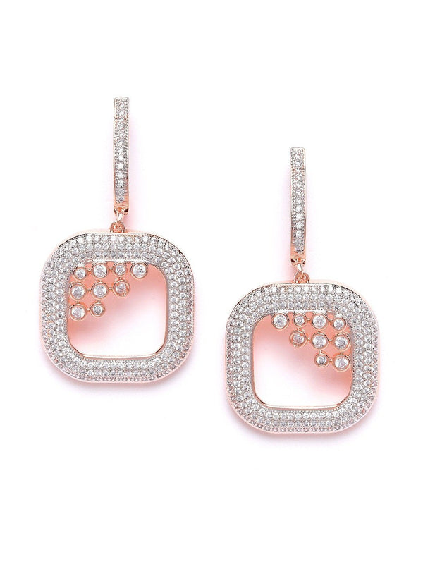 Women's Rose Gold Square Shaped Earrings - Priyaasi