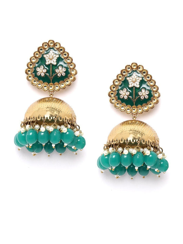 Women's Green Colored Ethnic Beautiful Jhumkas - Priyaasi