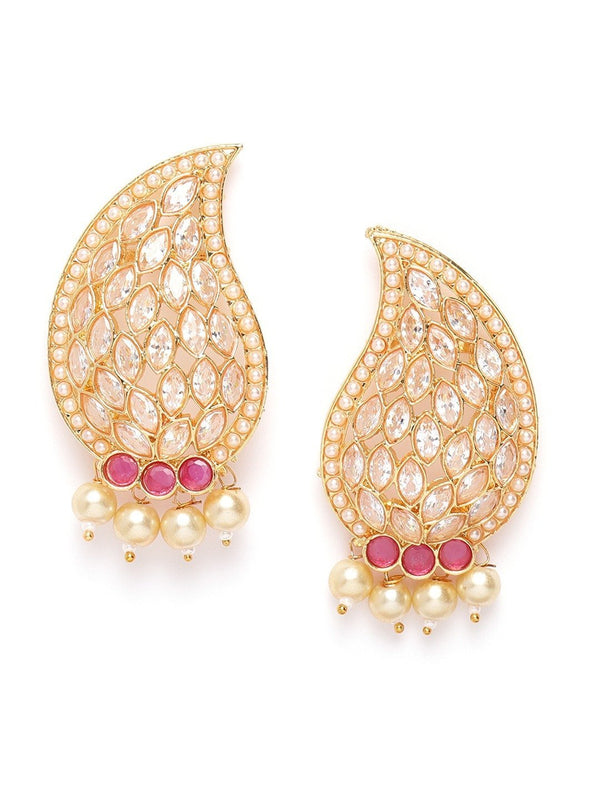 Women's Gold Plated Ruby and Kundan Studded Earrings - Priyaasi