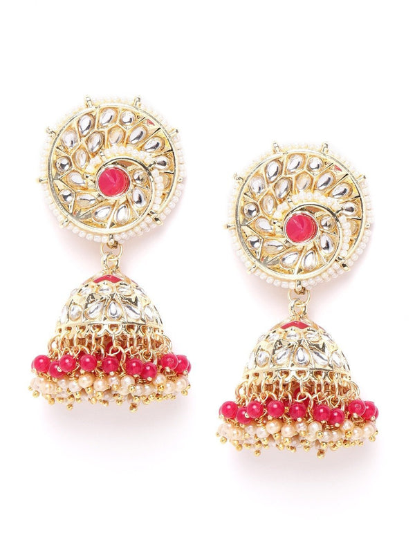 Women's Kundan and Ruby Studded Earrings - Priyaasi