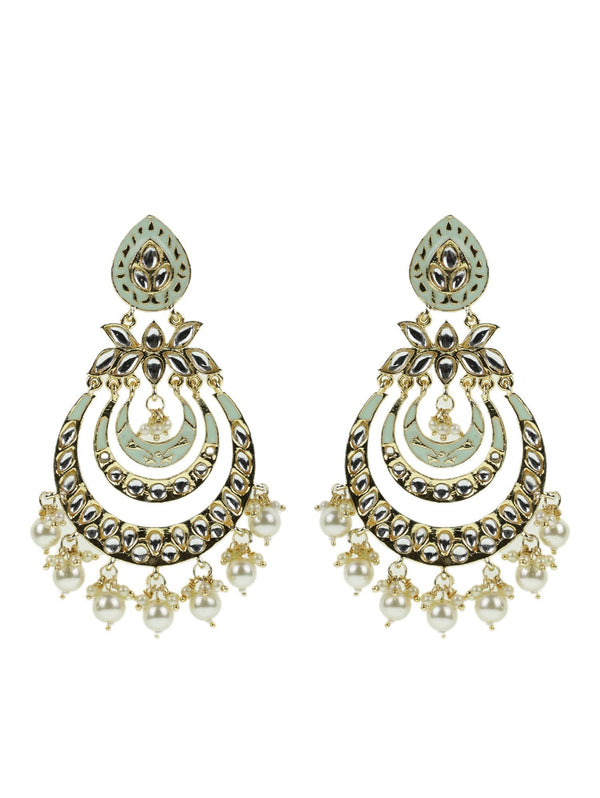 Women's Kundan Studded and beaded Chandbali Earring - Priyaasi