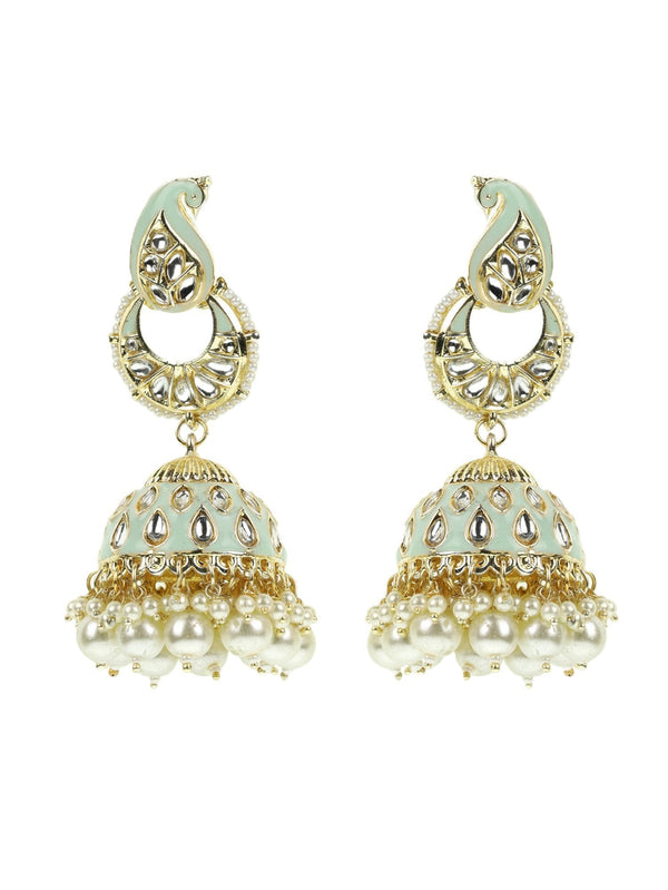 Women's Kundan Studded and beaded Jhumka Earring - Priyaasi