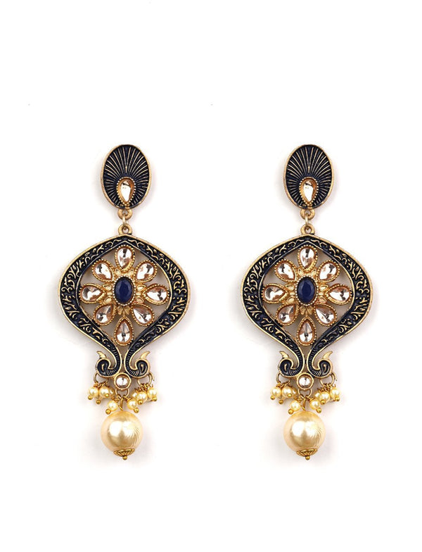 Women's Kundan Studded and Beaded Earrings - Priyaasi