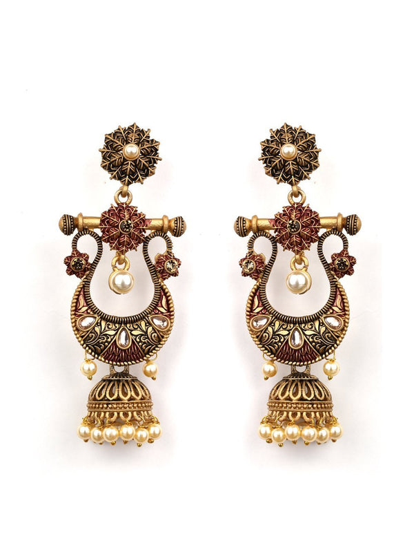 Women's Kundan Studded Meenakari Earring - Priyaasi