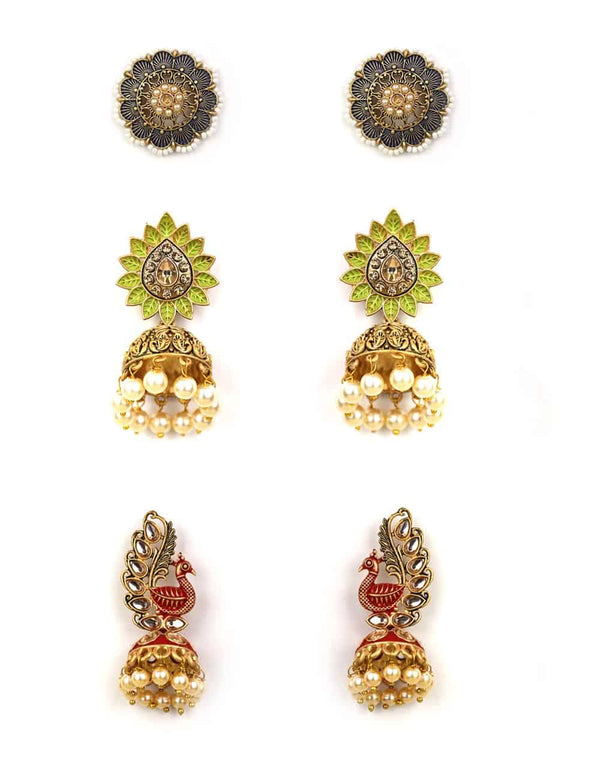 Women's  Set of 3 Combination Earring - Priyaasi